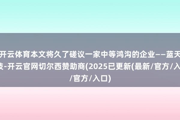 开云体育本文将久了磋议一家中等鸿沟的企业——蓝天科技-开云官网切尔西赞助商(2025已更新(最新/官方/入口)