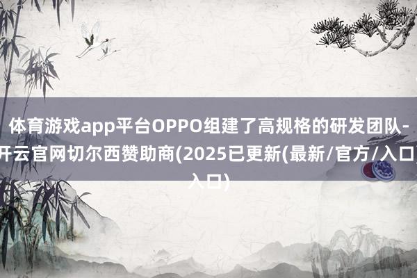 体育游戏app平台OPPO组建了高规格的研发团队-开云官网切尔西赞助商(2025已更新(最新/官方/入口)